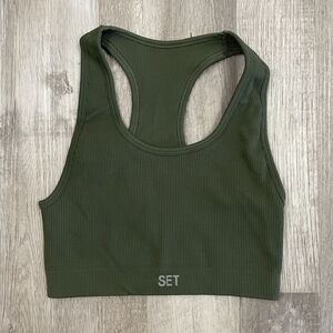 Set Womens S Green Ribbed Racerback Bra Sculptflex